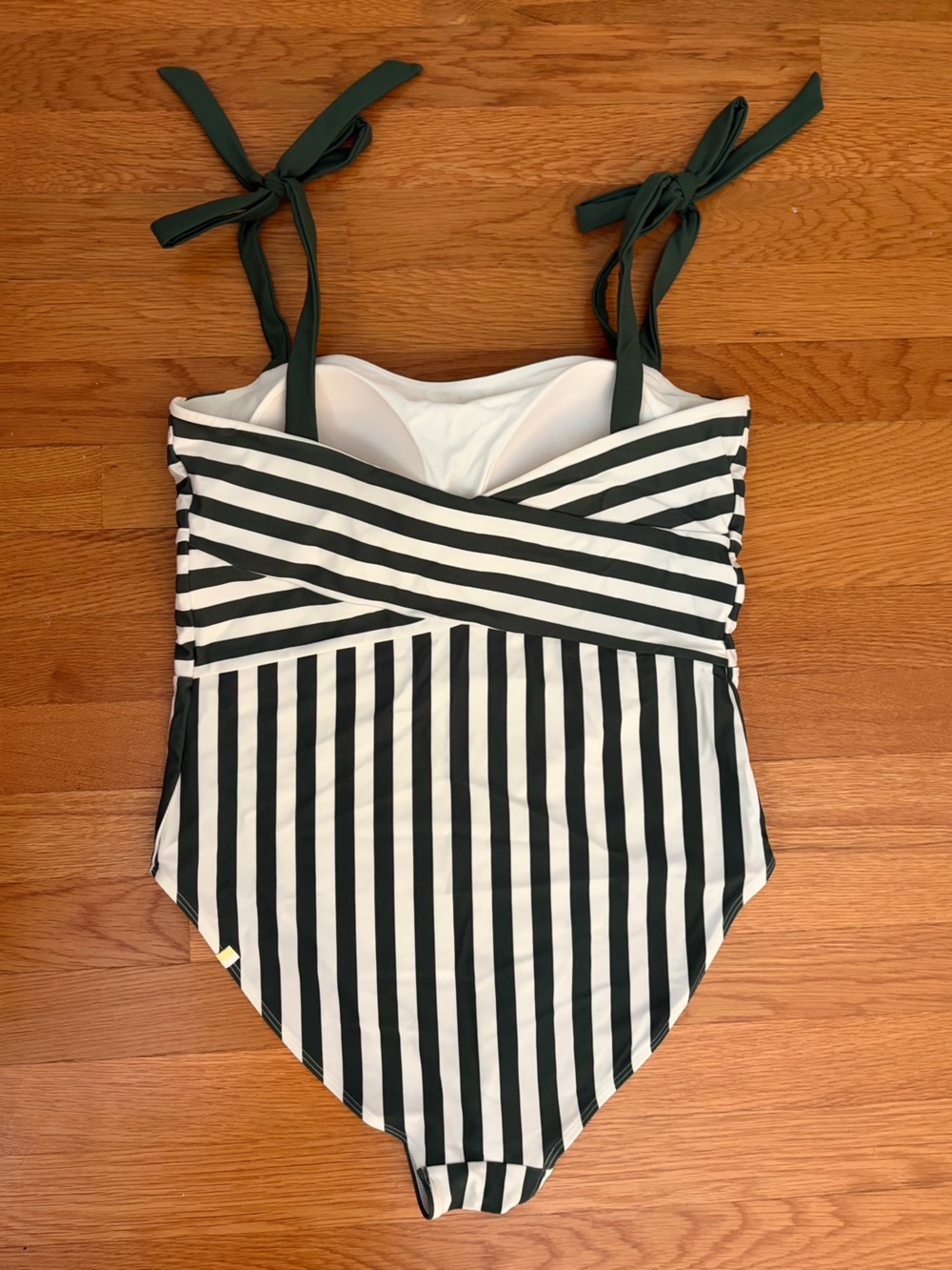 Summersalt Green and White Striped One-Piece with Dark Green Tie Straps - Picture 2 of 4